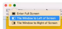 Select Tile window to left of screen option to split screen on mac